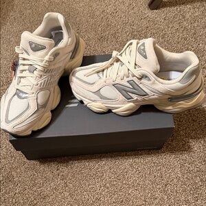 New Balance Off-White and Light Gray Sneakers